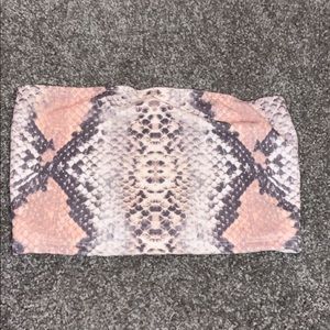 fashion nova pink snake skin tube top
